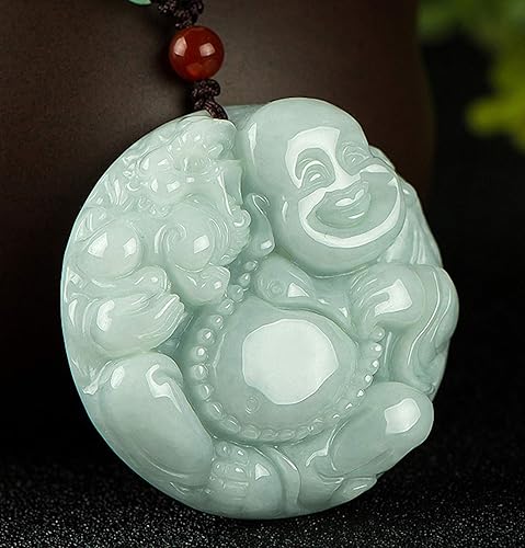 Miniatura 3 de Colgante de amuleto de estatua de unicornio Maitreya Buda Maitreya de jade natural, Jadeíta