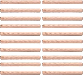 Bettomshin 50Pcs Wooden Dowel Pins, 10mm Dia 100mm Length, Beveled Ends for Easier Insertion, Straight Grooved Pins for Furniture, DIY Crafts