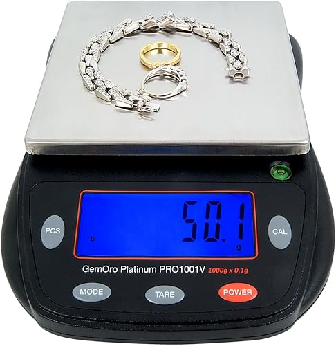 GemOro Platinum PRO1001V Báscula portátil duradera y precisa para encimera de Jewelers Herramienta de precisión digital con lectura profesional