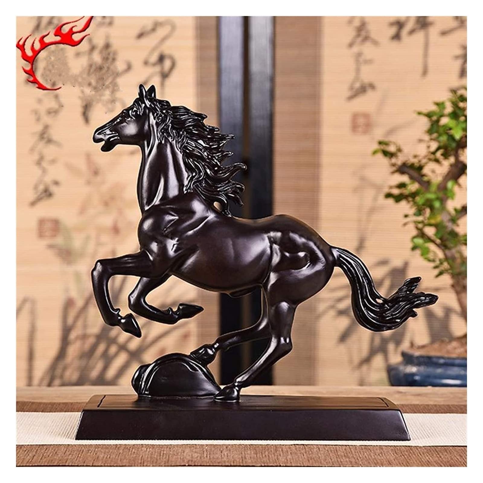 Amazon.co.jp: 彫刻の卓上像 木彫りの馬の装飾品 12 干支の純木の馬に