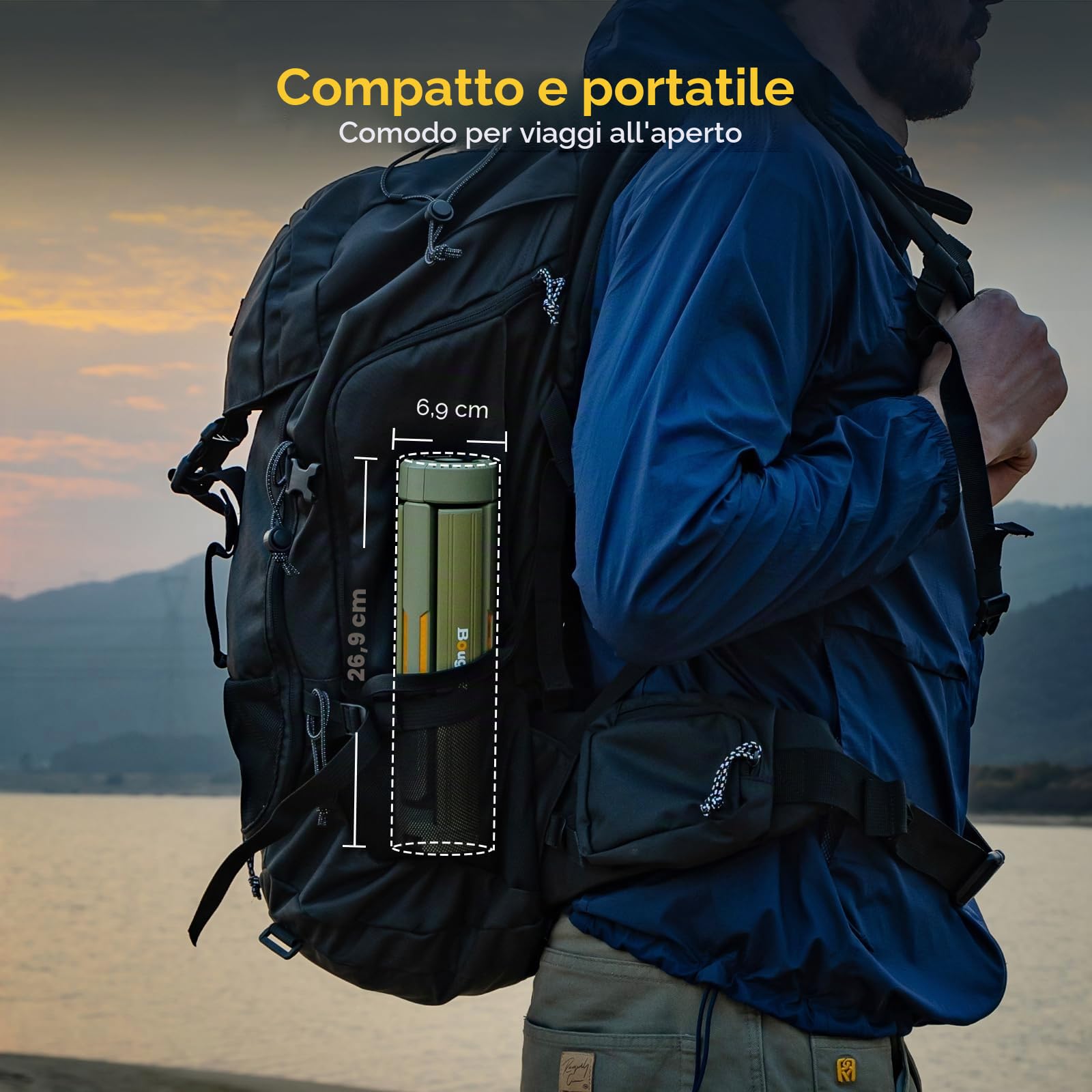 BougeRV Lampada da campeggio con 15600 mAh, luce da campeggio ricaricabile, altezza e angolazione regolabili, 4000LM, IP54 impermeabile, lanterna da campeggio per campeggio, viaggio, emergenza