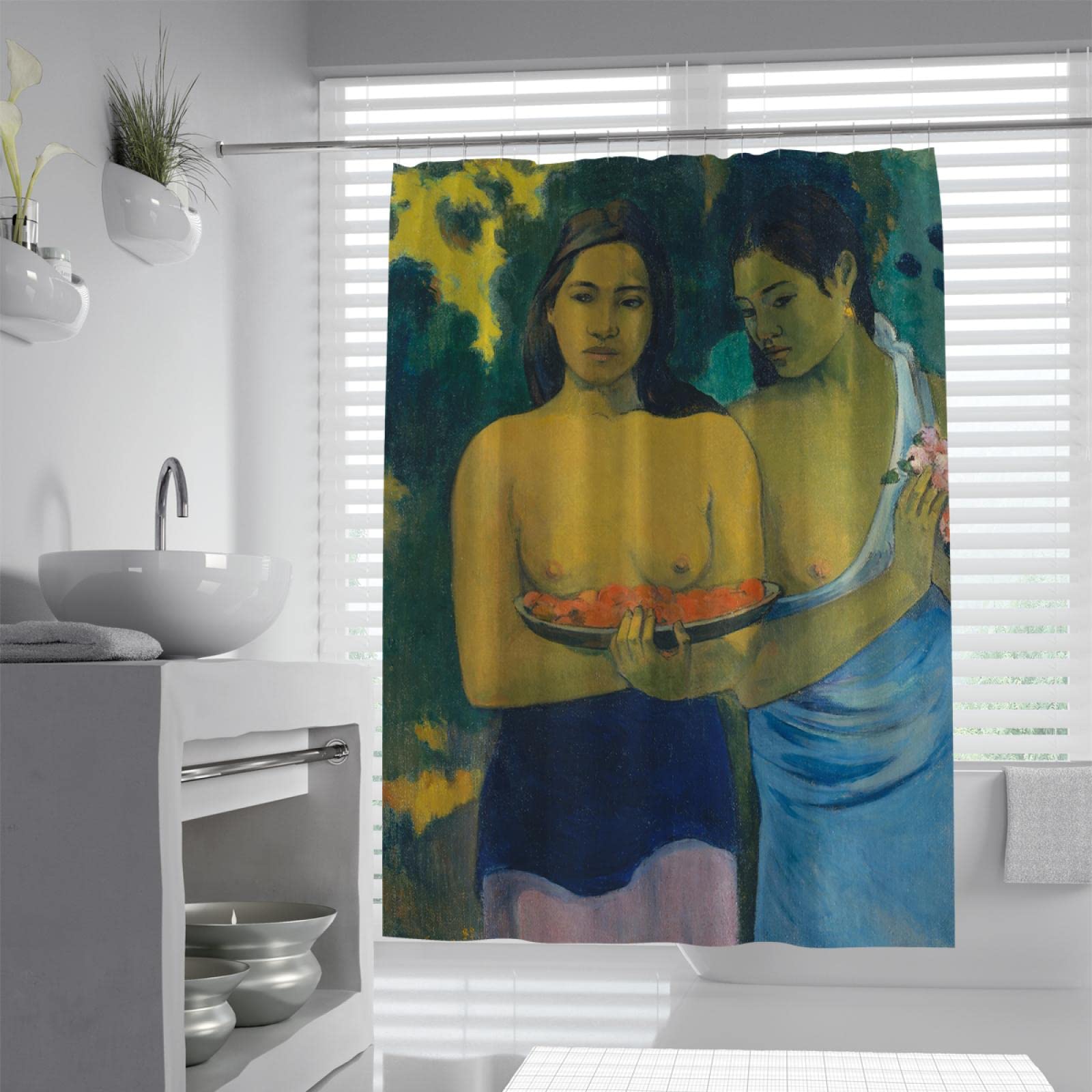 Cortinas de ducha de retrato de mujer Paul Gauguin Cortina de ducha de peso pesado de tela impermeable de grado hotelero Cortina de baño 240x180 cm