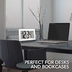 MARATHON Atomic Wall Clock, Silver - Large 9-Inch Display - AM/PM or 24-Hour Time, 8 Time Zones, Indoor Temperature, Day & Date