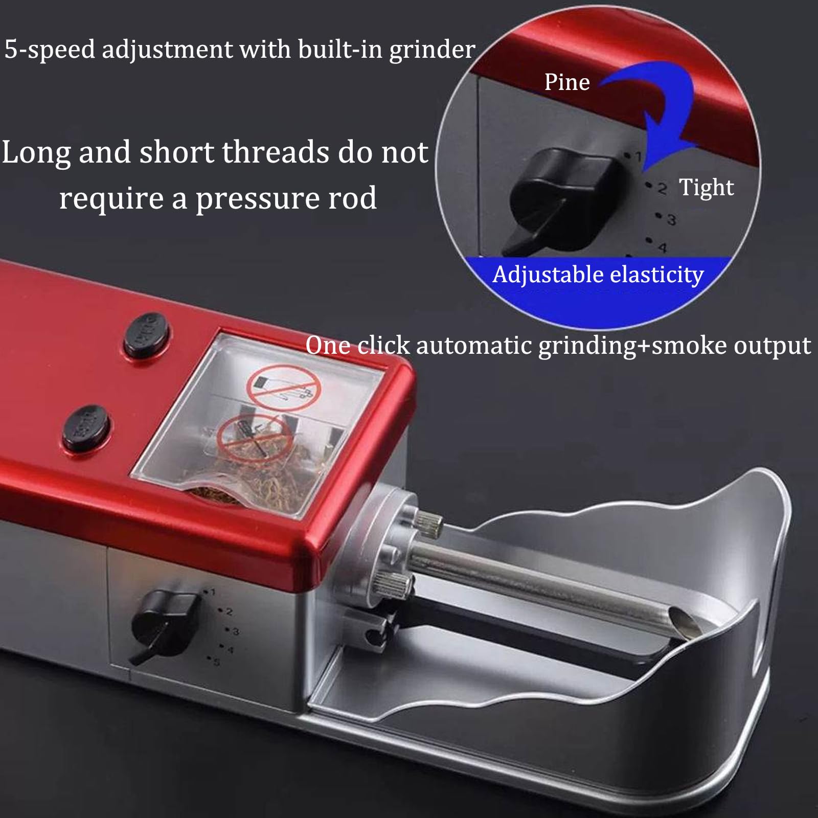 Automatico Della Sigaretta Del Rullo Del Tabacco Delle Macchine Di Riempimento Della,Arrotolatore Automatico di Sigarette,Regolazione Dell'Elasticità a 5 Velocità,Avvio di U(Size:8mm/6.5mm smoke pipe)