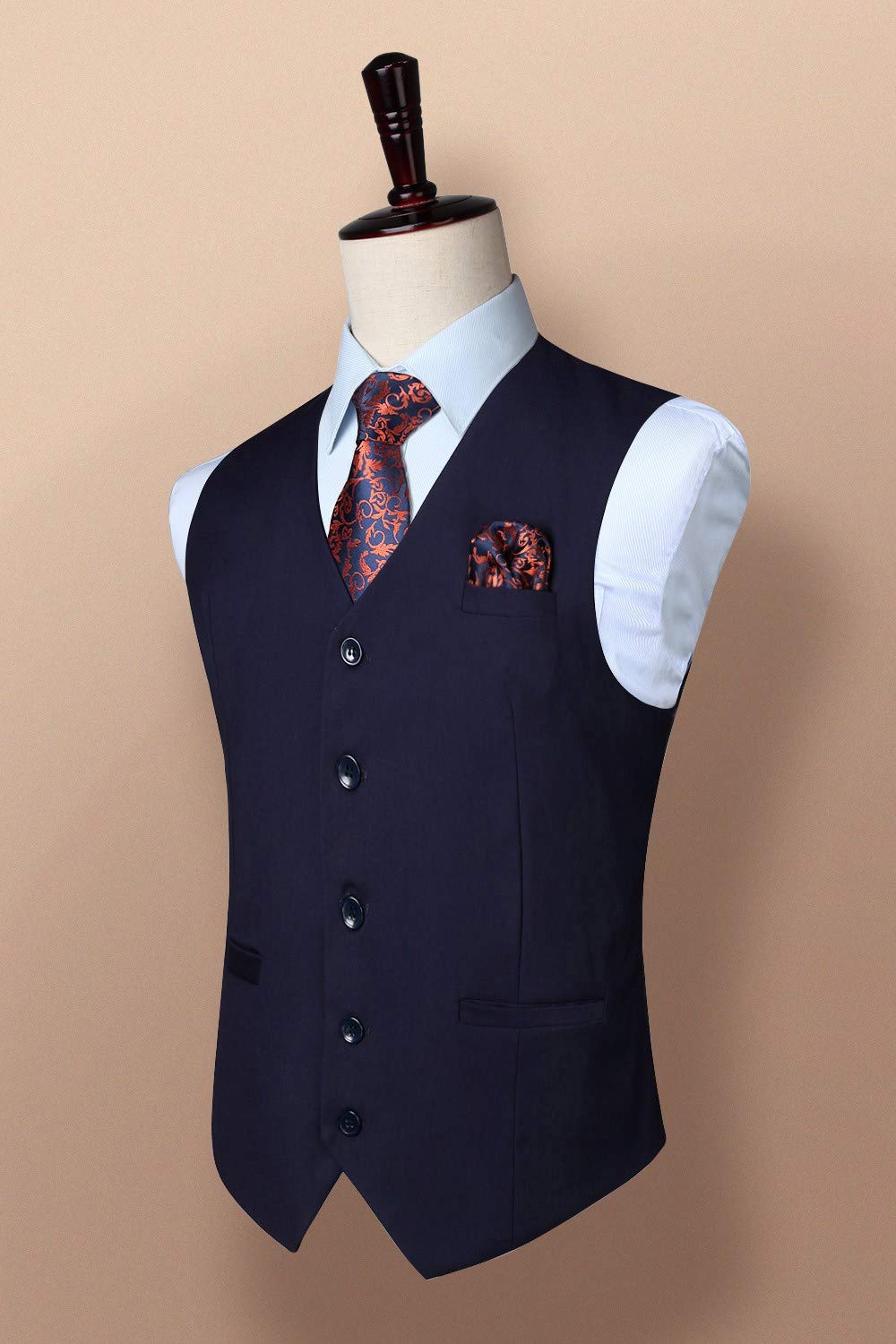Enlision Chaleco de Vestir Hombre Elegante Chalecos Traje de Boda Color Liso Chaleco Formal de Negocio con Bolsillo