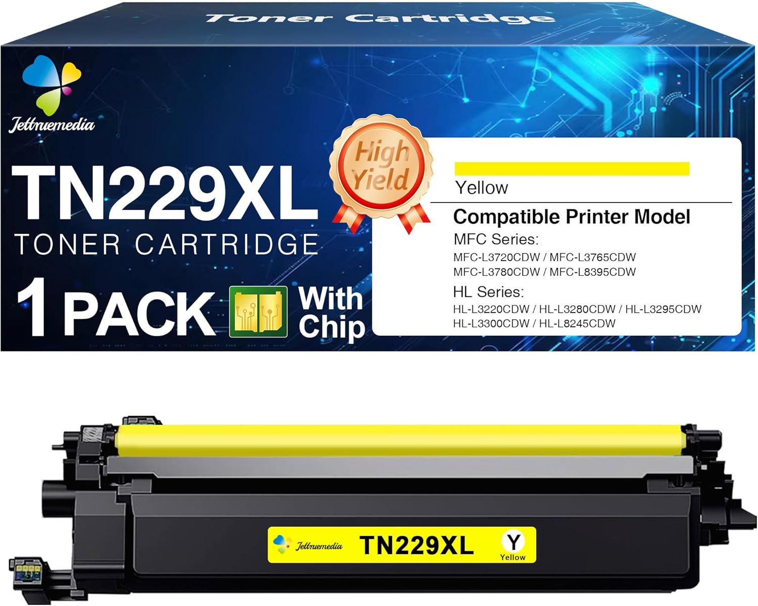 TN229XL TN229XLY Yellow High Yield Toner Cartridge Compatible Replacement for Brother TN229XL TN-229XL TN229 for Brother MFC-L3780CDW MFC-L3720CDW HL-L3280CDW HL-L3300CDW Printers (1 Pack)