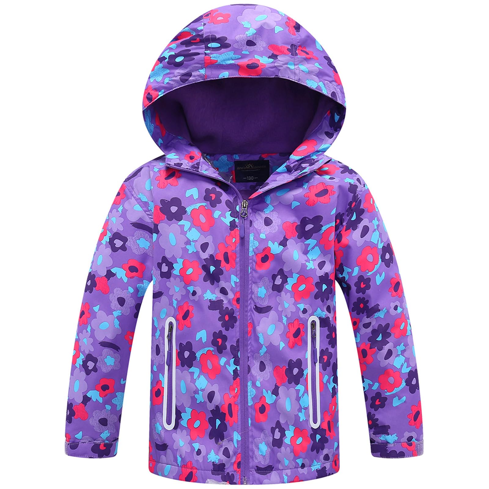 Fewlby Giacca Impermeabile con Cappuccio, Bambini Giacca a Vento Impermeabile con Cappuccio Cappotto Foderato in Pile Ragazze Capispalla, 6-7 Anni