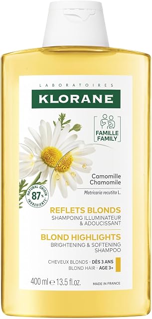 Klorane Brightening Shampoo With Chamomile, Cleanses & Softens, Enhances Blond Highlights, Blond Hair, 400 mL