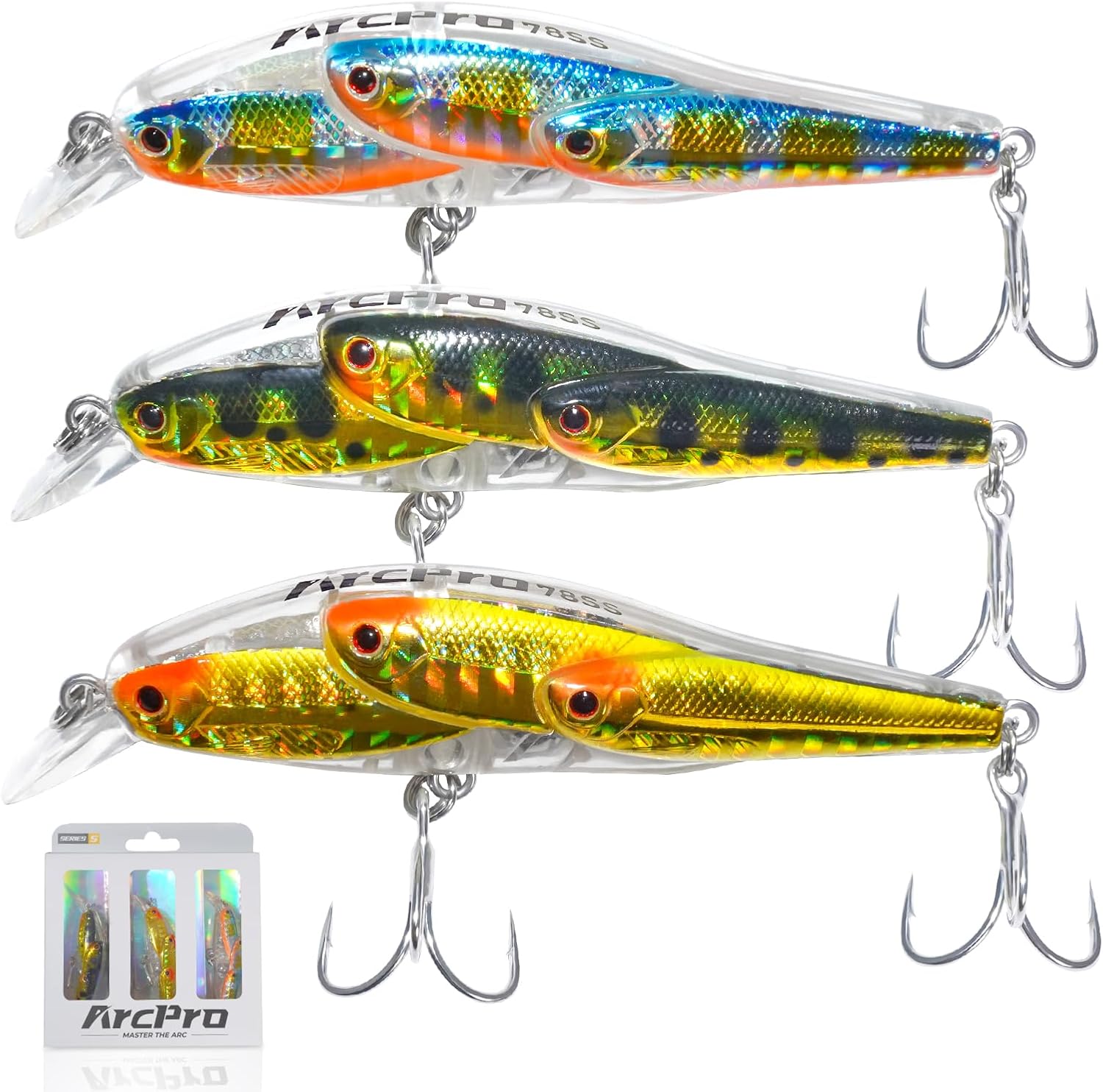 Saltwater Fishing Lures Minnow Fishing Hard Bait Crankbait, Noisy Wiggling and Vibrating Actions for More Bites, Deep Diving Swimbait Hard Crank Baits for Bass Pike Trout Walleye Freshwater