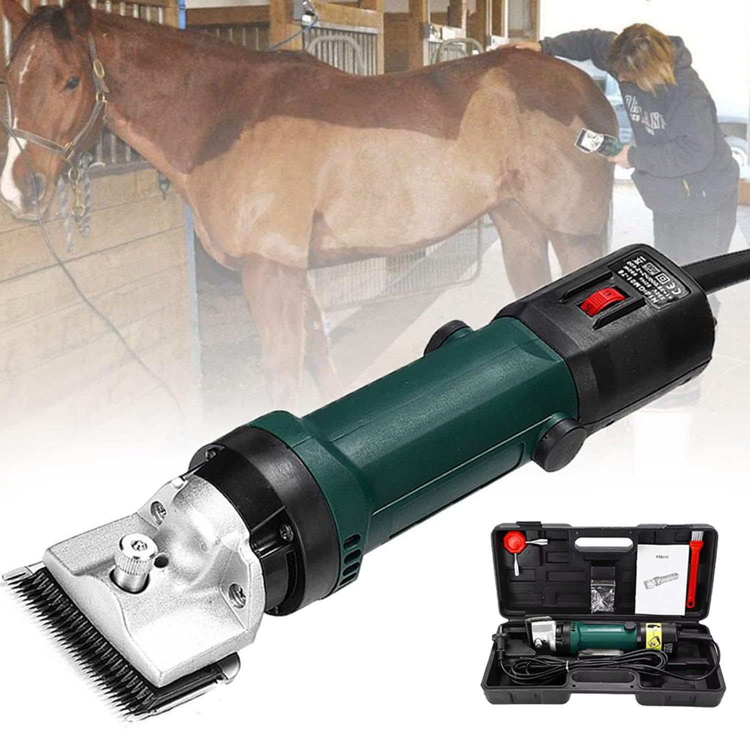 Recortadora Equina Profesional para Caballos Y Ovejas, Recortadora Equina Eléctrica De 690 W, 6 Velocidades Ajustables, Juego De Cortapelos para Mascotas De Alta Potencia, Corte Rápido Ideal para