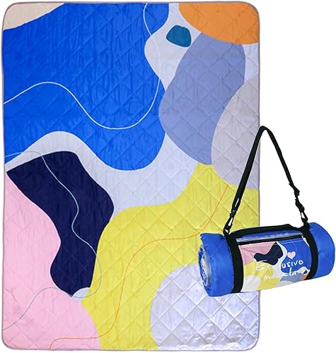Exclusivo Mezcla Manta de picnic impermeable de 60 x 80 pulgadas, manta de camping moderna a prueba de arena de poliéster floral multicolor grande
