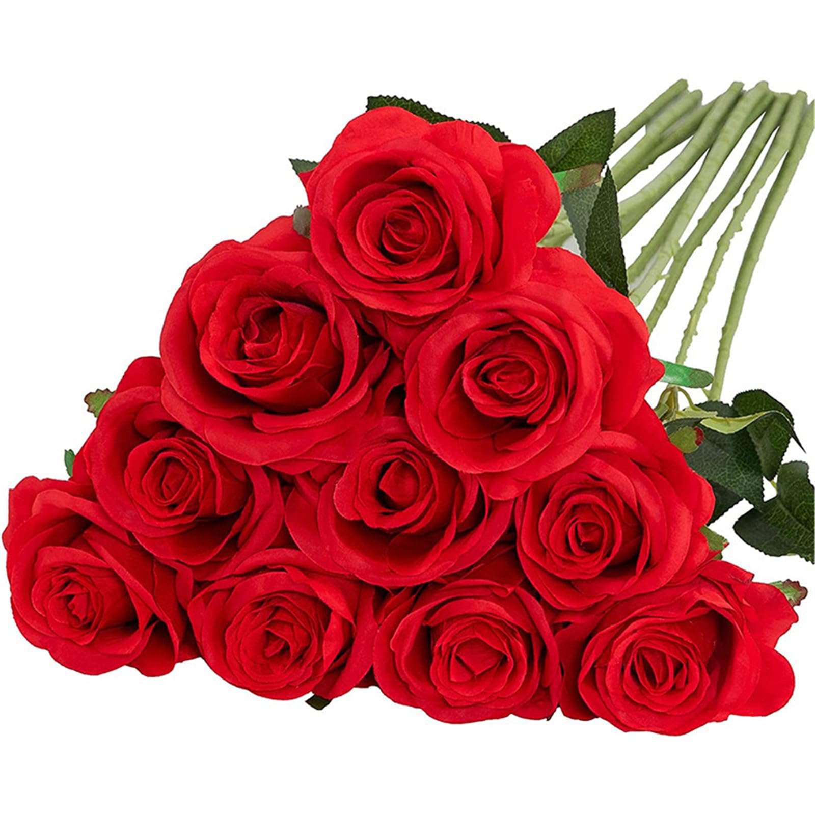 JSGHGDF Realistic Rose Flower 10Pieces Wedding Bouquet Silk Rose Home Flower Arrangement Ceremony Centerpiece Decors Realistic Silk for Wedding Decors