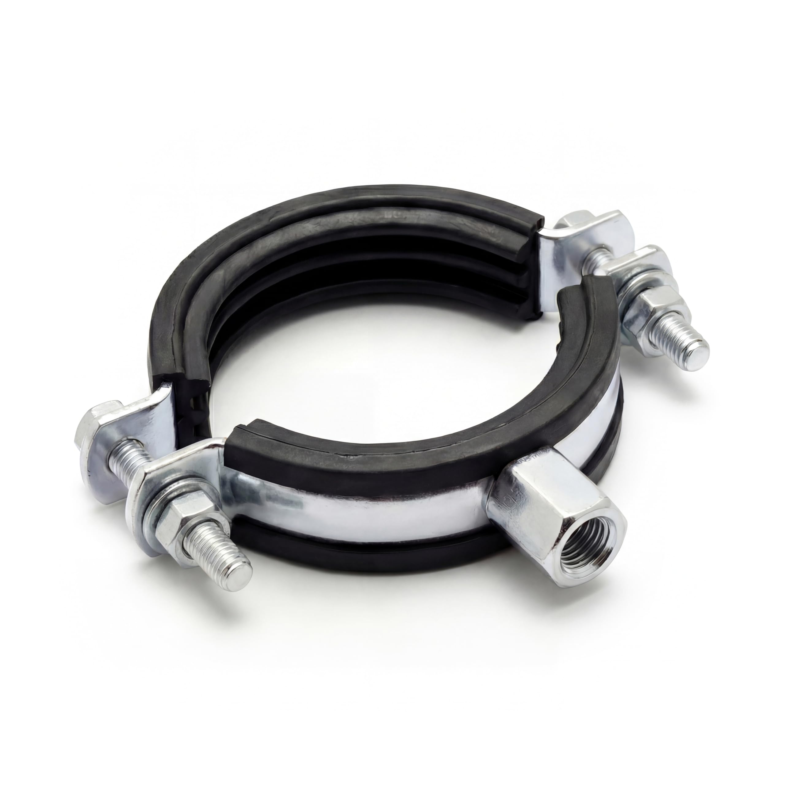 Abrazadera de manguera de acero de 3/8 pulgadas, con inserto amortiguador EPDM, para fijación de tuberías - (50 piezas)