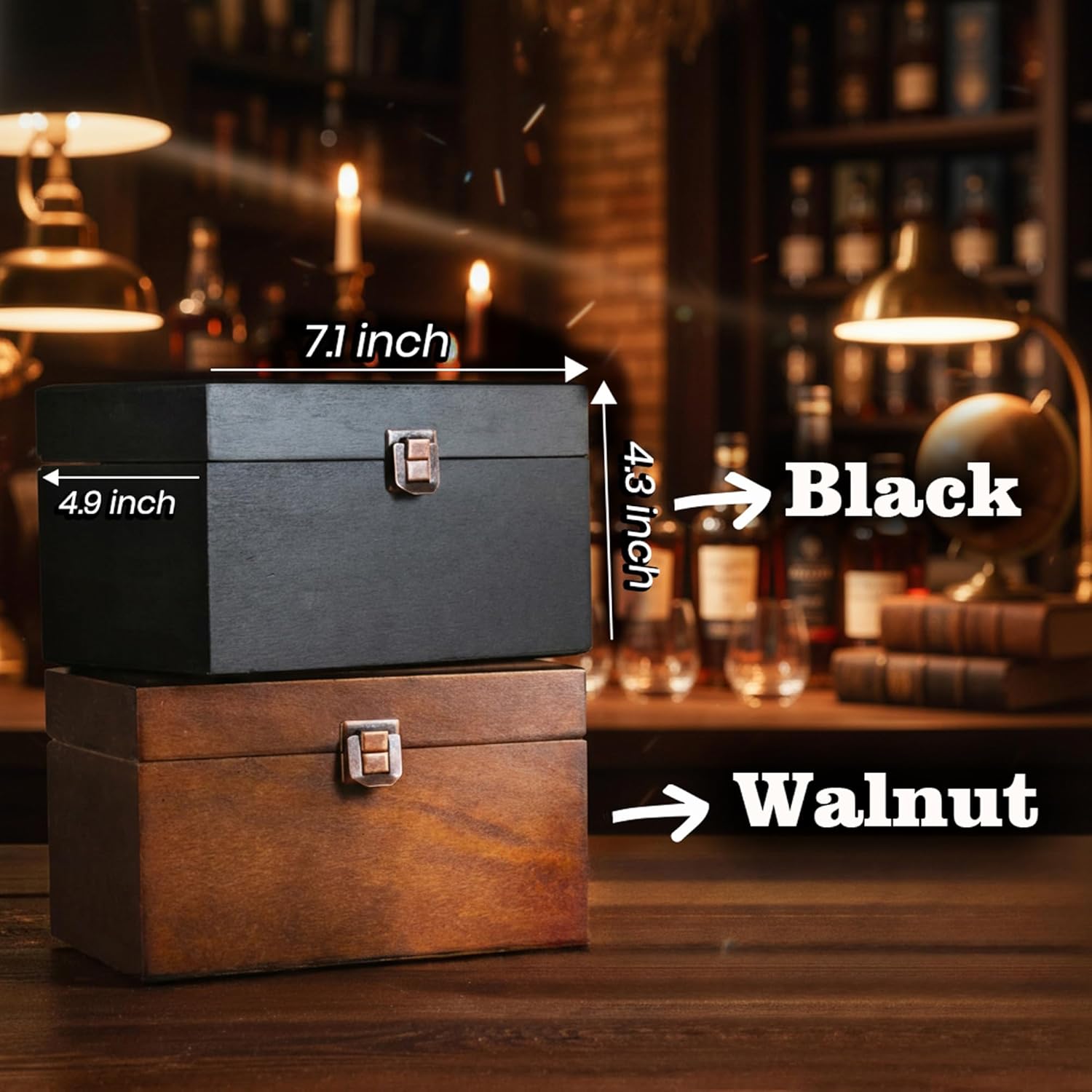 Personalized Whiskey Glass Gift Set – 10.25 oz Engraved 1 Bourbon Glass & 3 Stones & 1 Wooden Coaster with Wooden Box,Old Fashioned Cocktail Glass, Groomsmen & Father’s Day Gift.