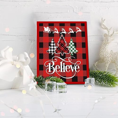 Miniatura 5 de Tevxj 9 piezas de arte navideño para pared, decoración de pared para dormitorio, decoración de pared de Navidad, carteles para sala de estar,