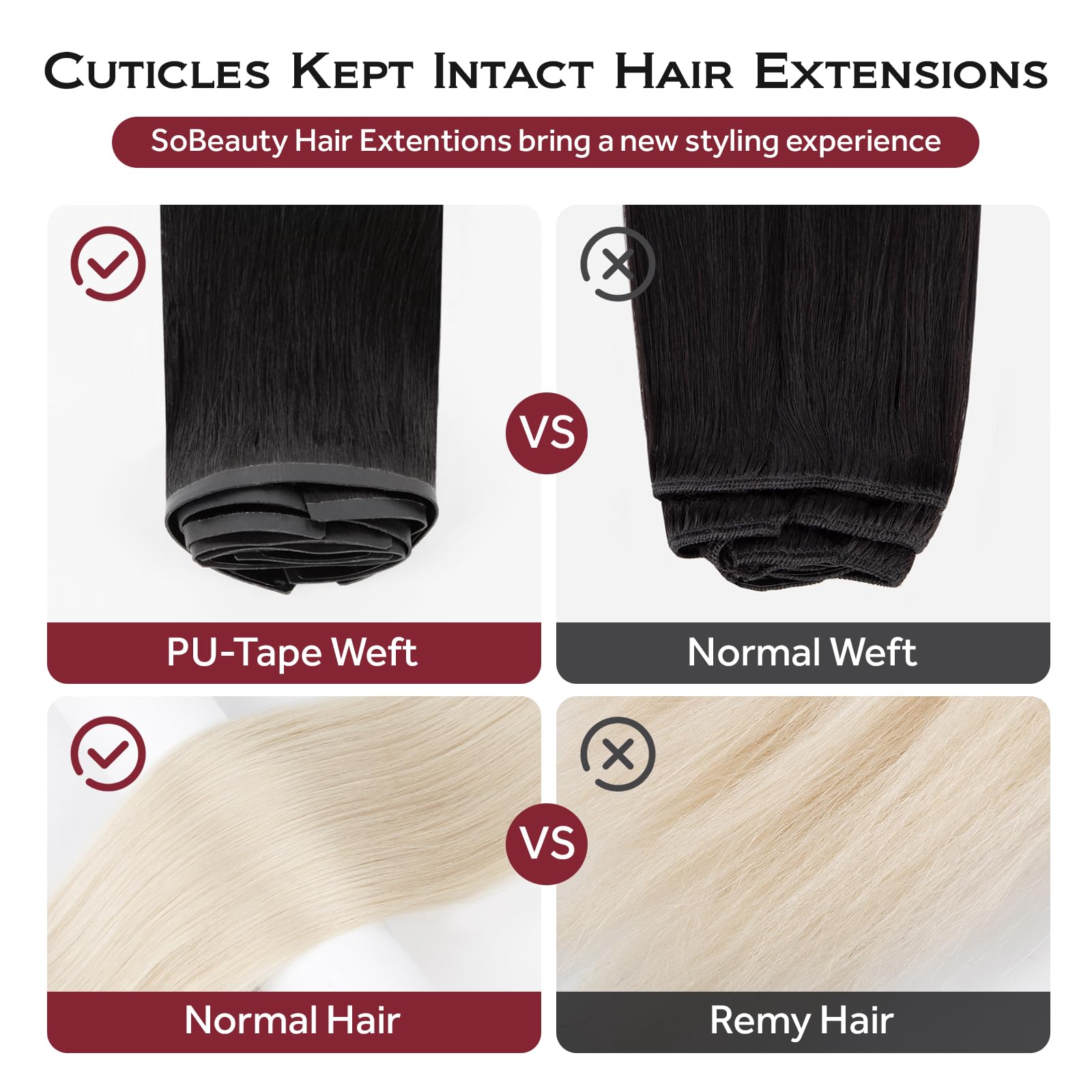 SOBEAUTY Clip in Hair Extensions, Real Human Hair Extensions, 100% Human Hair Remy Volume Hair Extension - Image 4