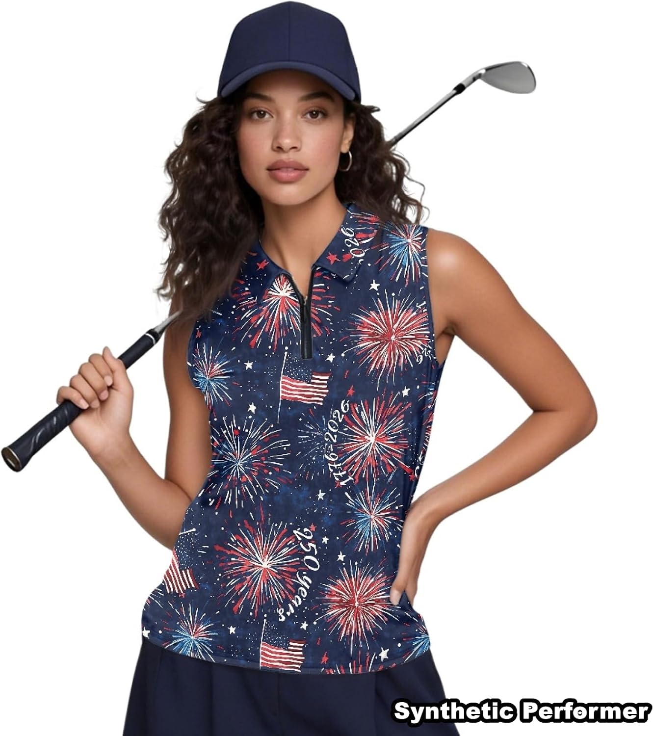 Irisjudy 1/4 Zip Up Tennis Golf T-Shirts for Women Novelty Animals Floral Lightweight Sleeveless Collared Tank Top Quick Dry