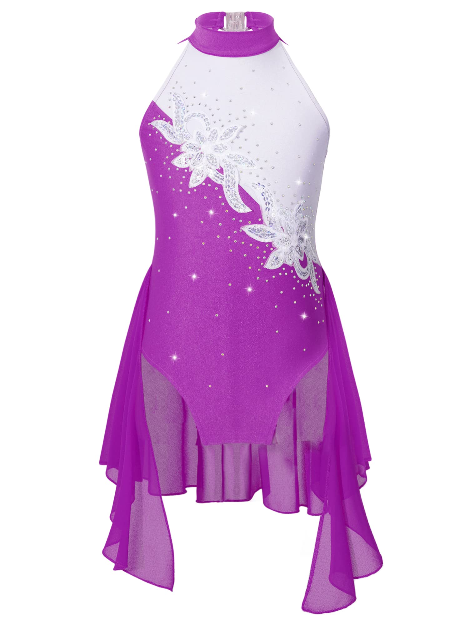 IEFIEL Maillot Patinaje Artistico Niña Vestido Brillante de Danza Ballet Leotardo Gimnasia Ritmica Maillot Ballet de sin Manga Disfraz de Bailarina — view 8