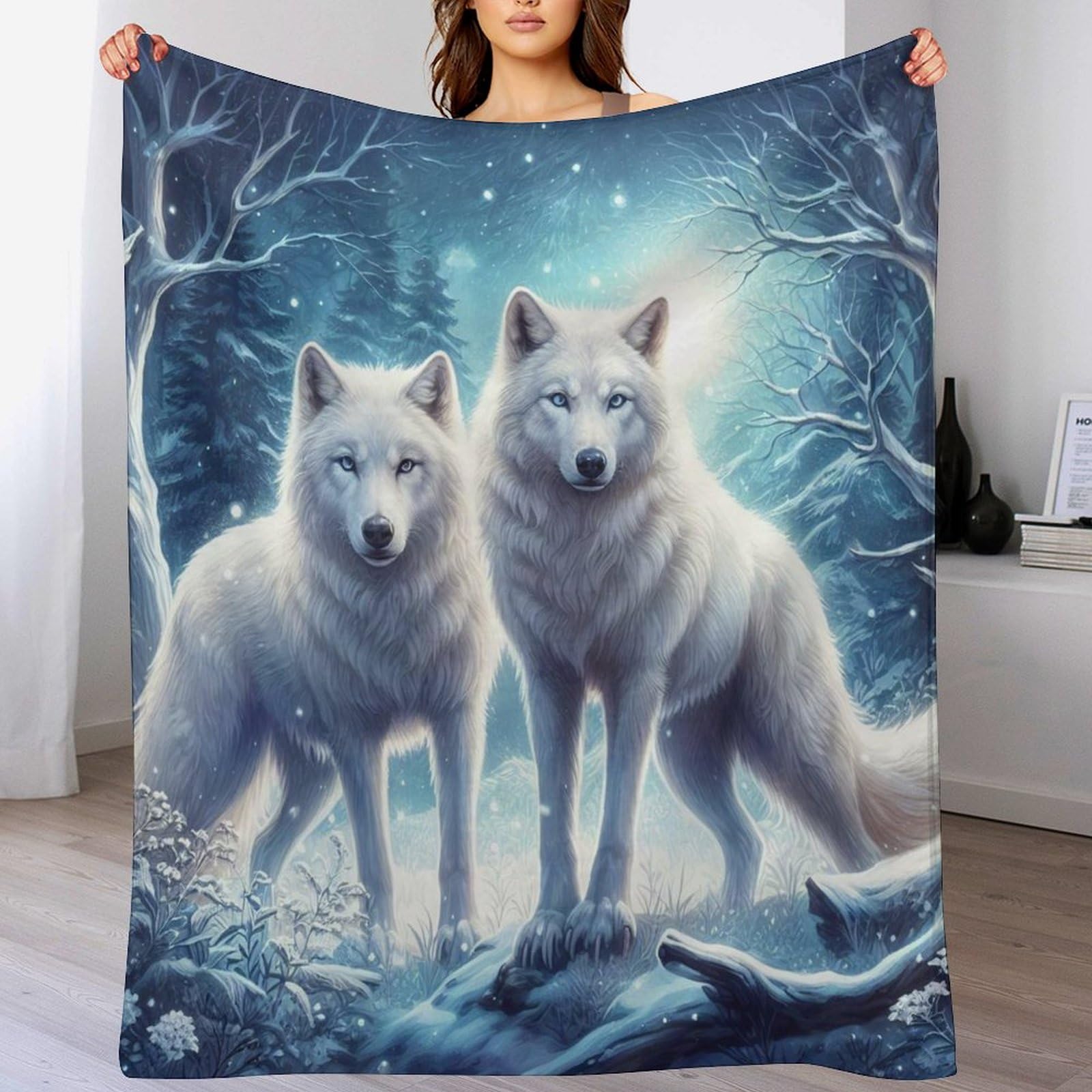 Couverture polaire loup flanelle douce drap de lit housse canapé plaid 140x180