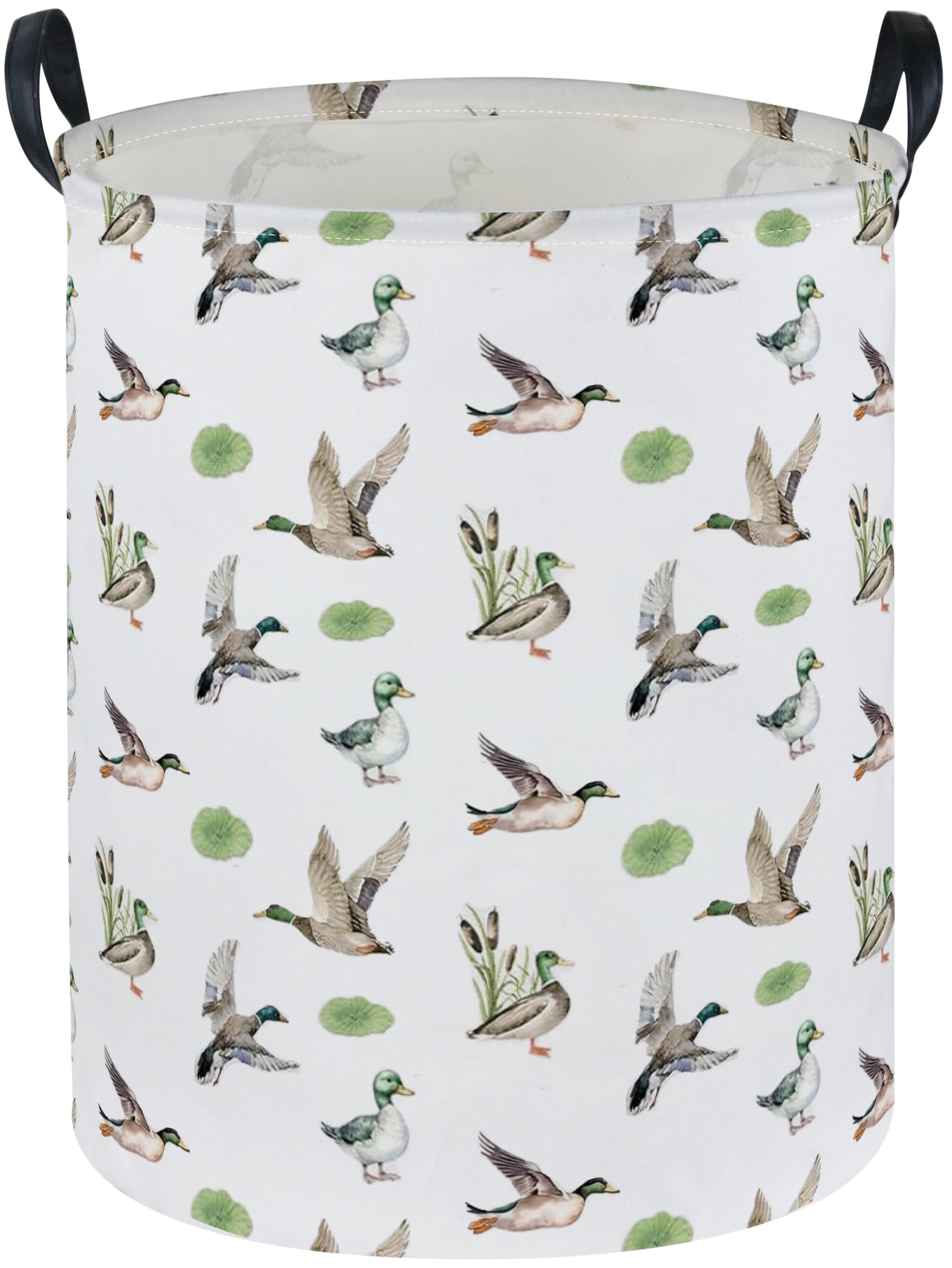 Essme Kids Laundry Basket,Duck Hamper Collapsible Waterproof Storage Bin for Home Decor,Gift Baskets(Green Duck)