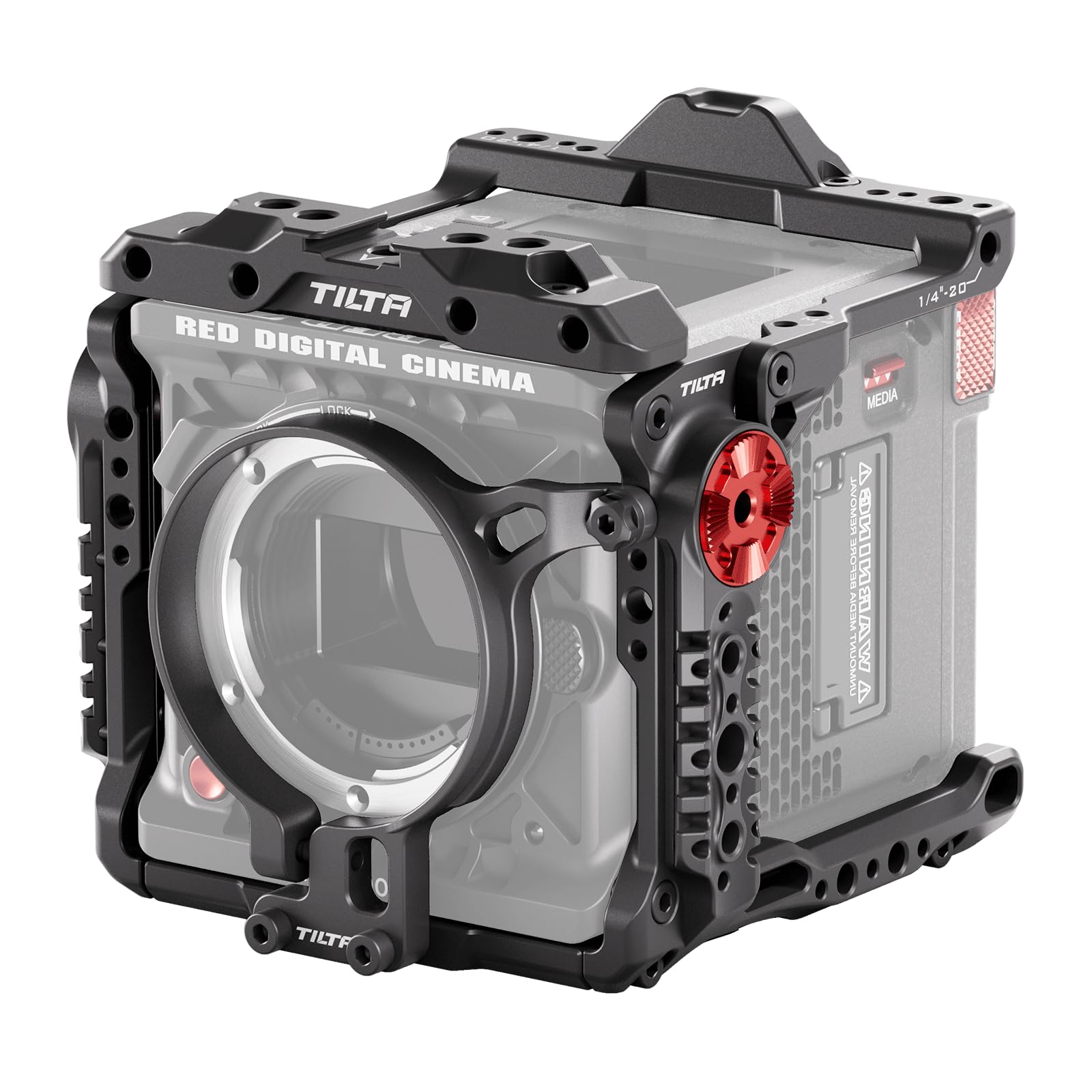 Tilta Kompletter Kamerakäfig kompatibel mit RED KOMODO-X mit Objektivadapter Unterstützung und Schnellwechsel-Grundplatte - schwarz TA-T53-FCC-B