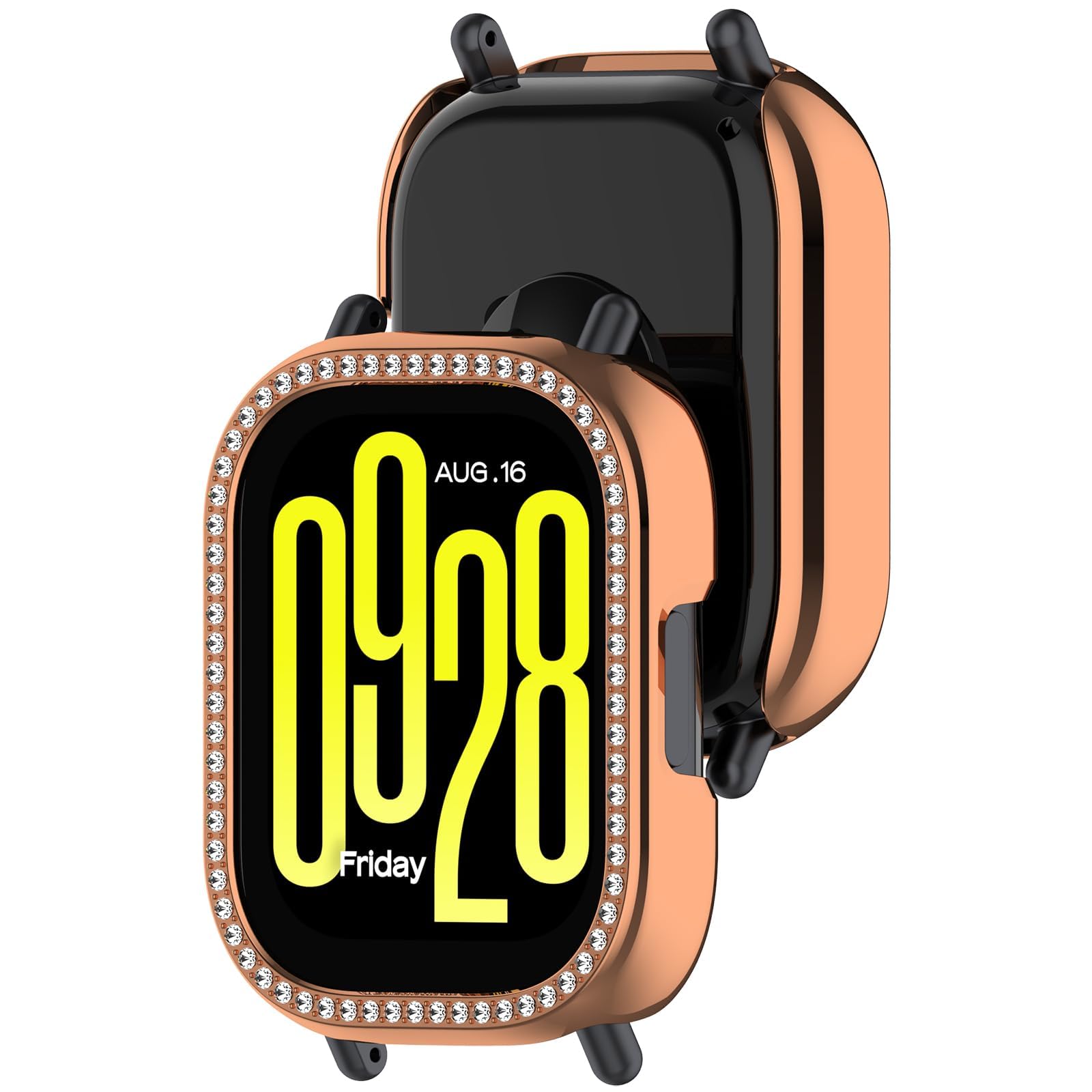 Dl3 Mobilak Bling Case for Xiaomi Redmi Watch 5 Active, Slim Hard PC Frame Cover with Crystal Diamond Bumper Design (Without Screen Protector), Protective Case for Women and Girls