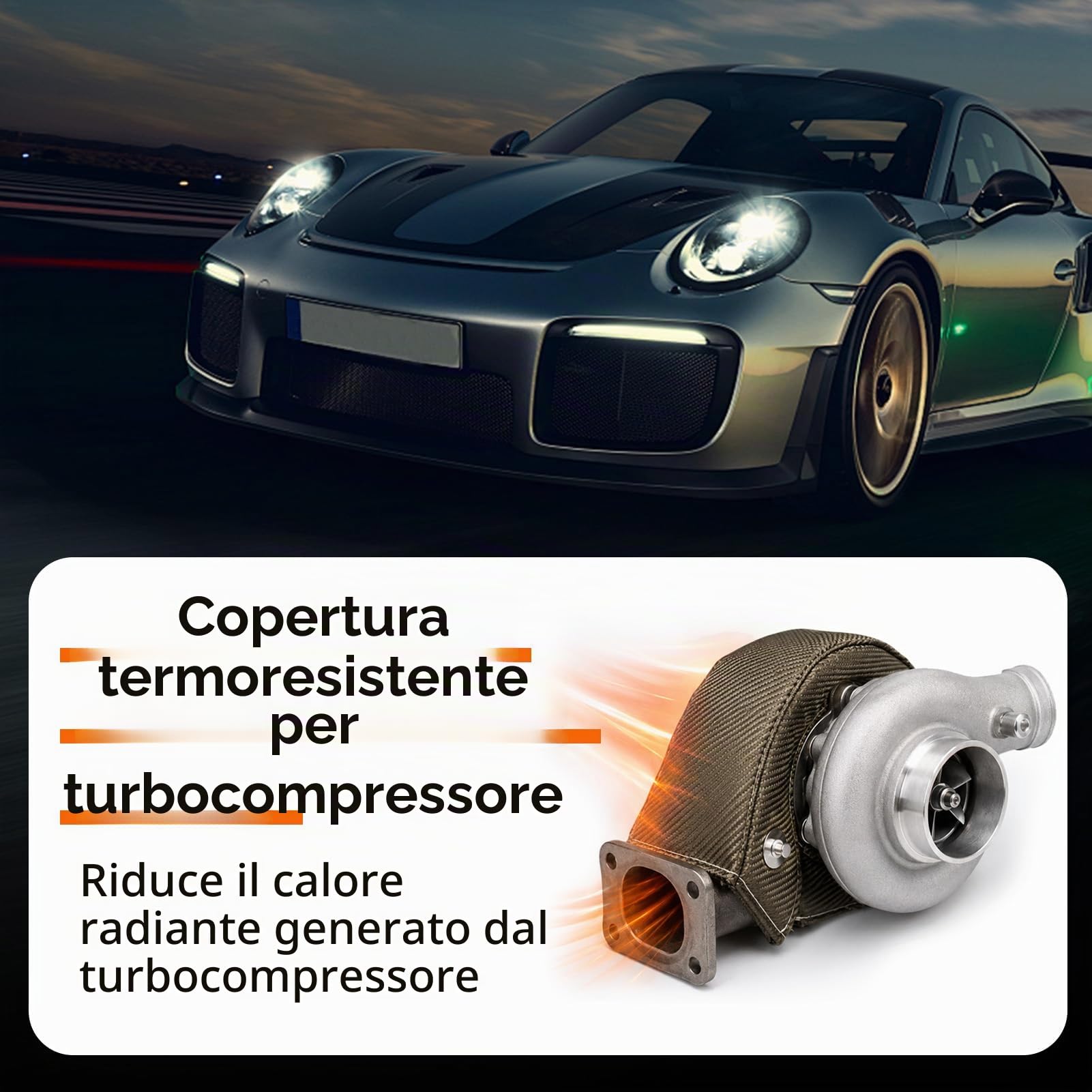 HERCHR Turbo Shield, Fibra di Vetro Singola Turbo Scudo Termico Coperta Barriera Turbo Caricabatterie Avvolgimento Protettivo per T3/GT35/GT37/GT40/GT42
