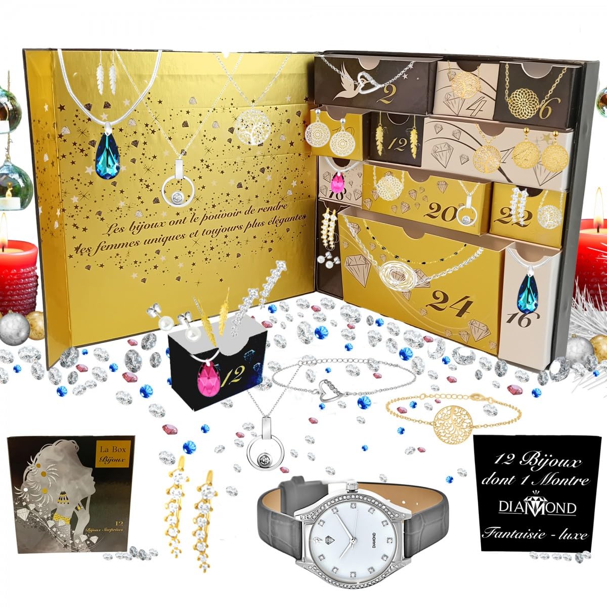 Calendario de Adviento de Alivio: 11 joyas y 1 reloj de diamante auténtico