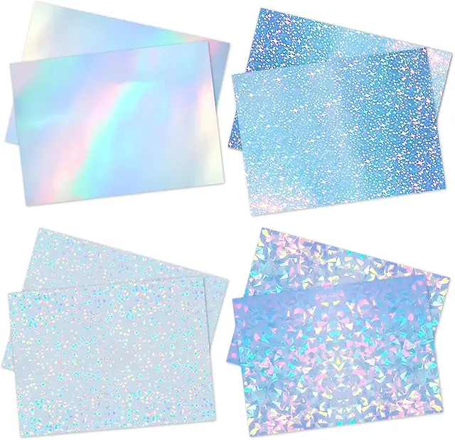 8 holographische Aufkleber Blätter - 4 Muster für DIY Dekoration