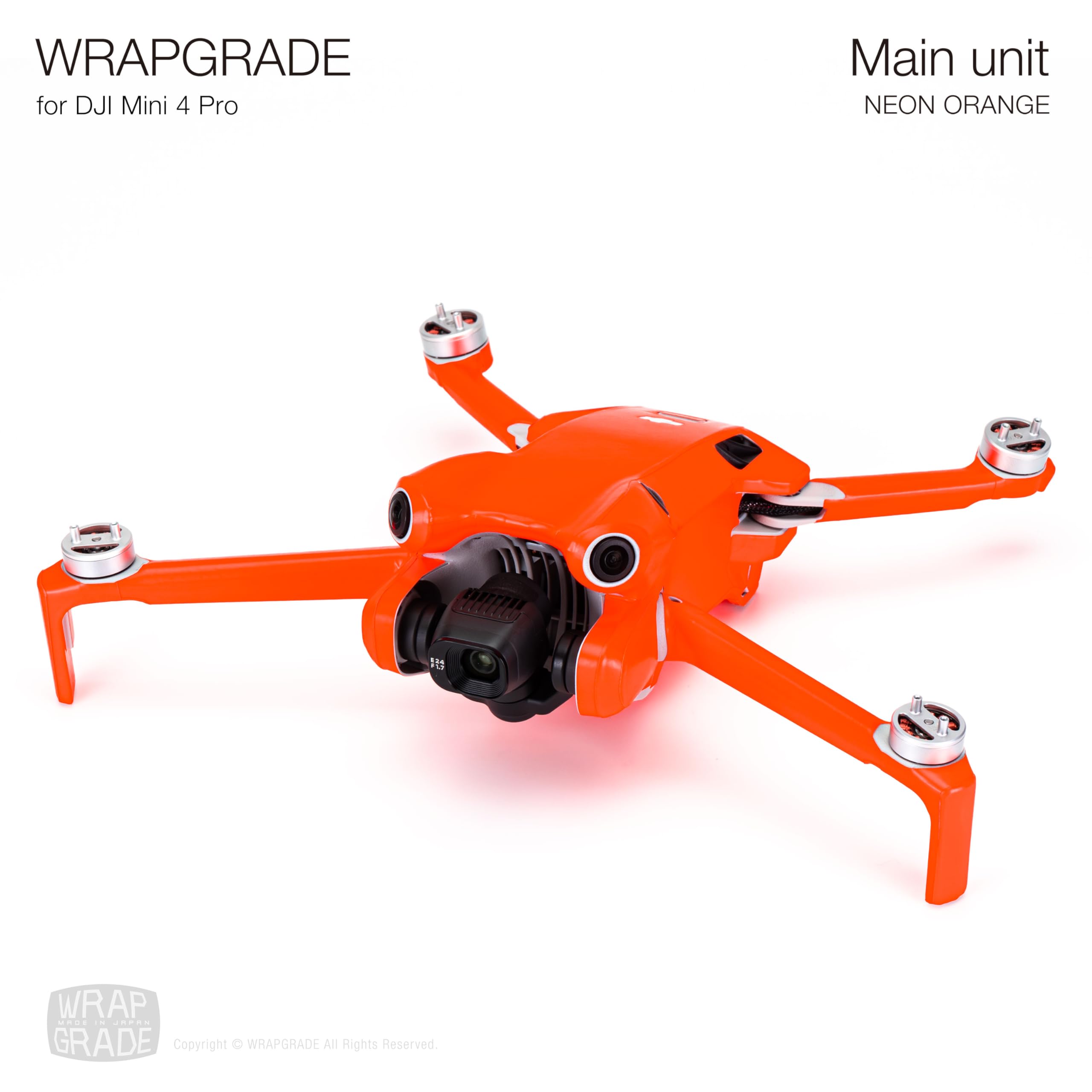 WRAPGRADE Skin Stickers Compatible with DJI Mini 4 Pro | Full Wrap (Neon Orange) - Image 3