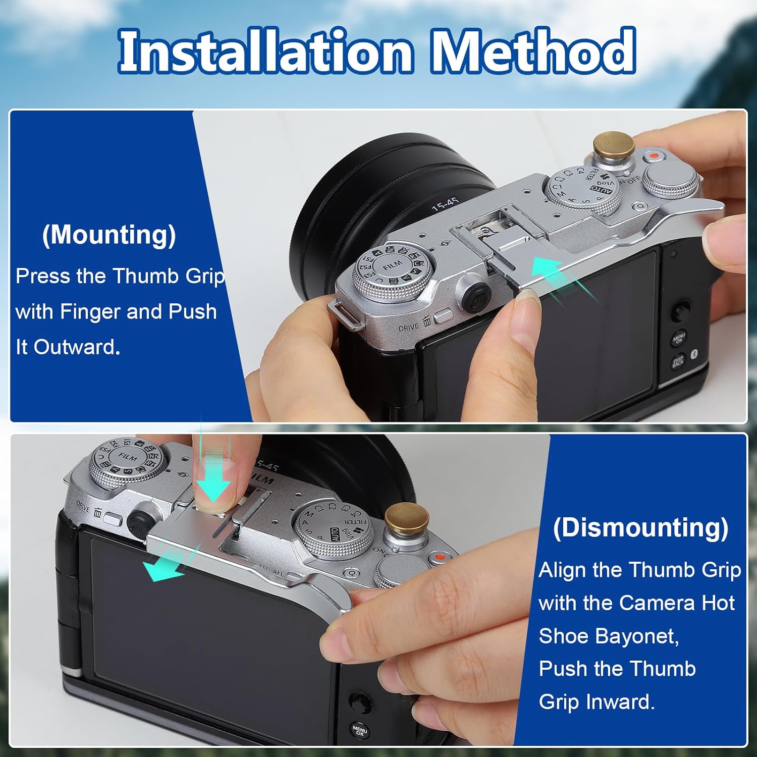 Haoge Metal Thumb Up Grip for Fujifilm X-M5 Camera Digital Accessories xm5 Hot Shoe Thumb Up Rest Support Handgrip Silver THB-XM5S - Image 7