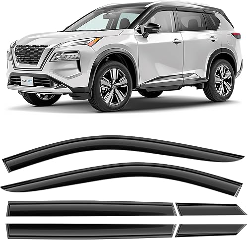 CLIM ART - Deflectores de lluvia increíblemente duraderos para Nissan Rogue 2021-2026, deflectores de ventana originales con cinta adhesiva,
