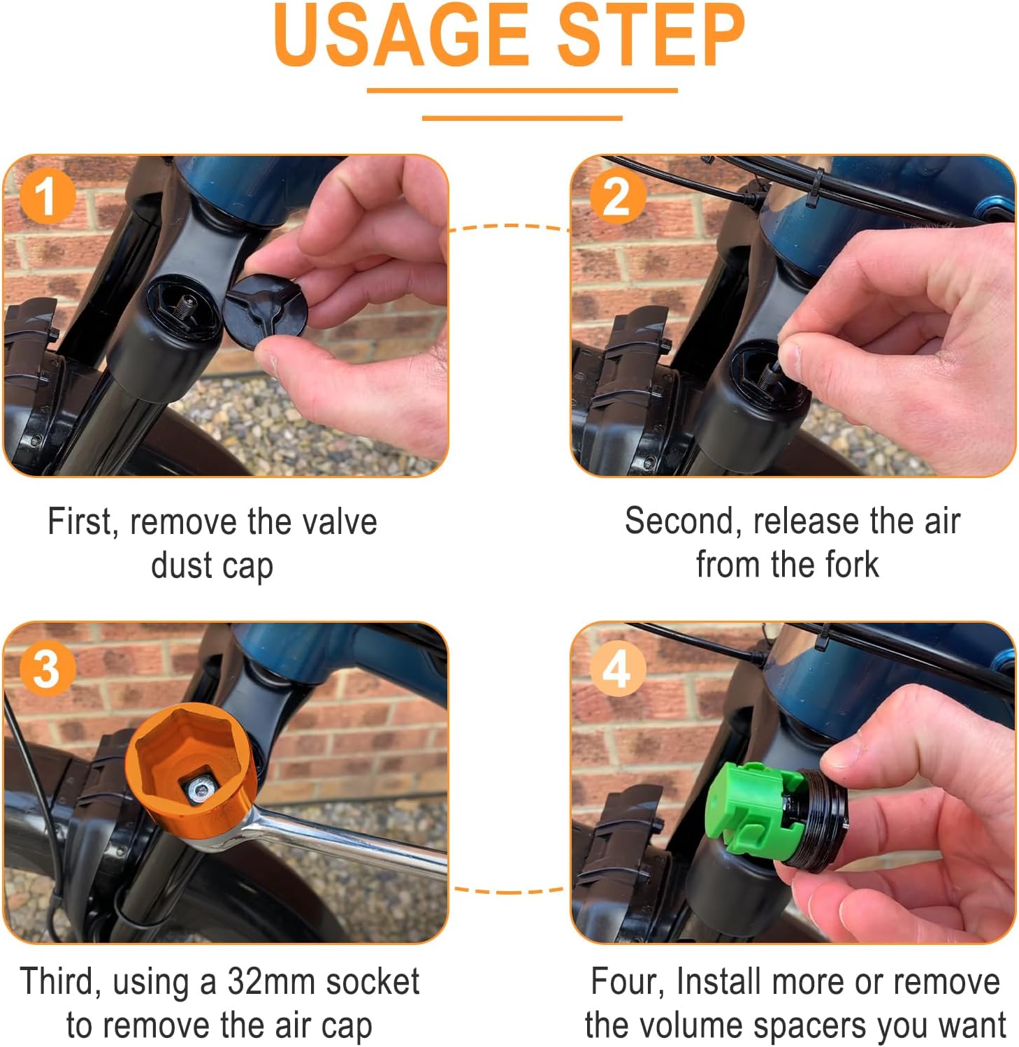 32mm Bike Fork Topcap Socket Tool Compatible for Fox Fork Series of 36,38,40, Use for 3/8" Ratchet Drive