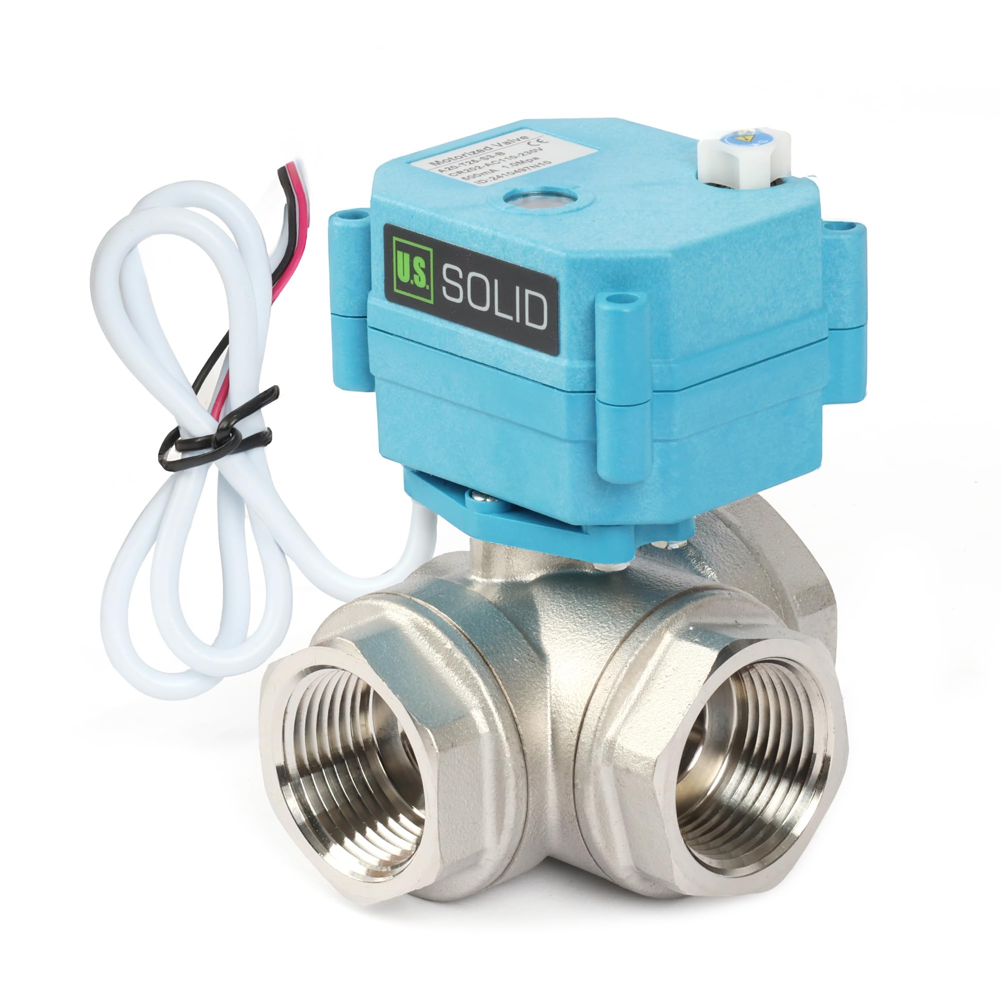 Electric 3 Way Motorized Ball Valve, Heavy Duty Multipurpose L Type Water Shutoff Valve, 3 Way Valve with Manual Function - Image 4
