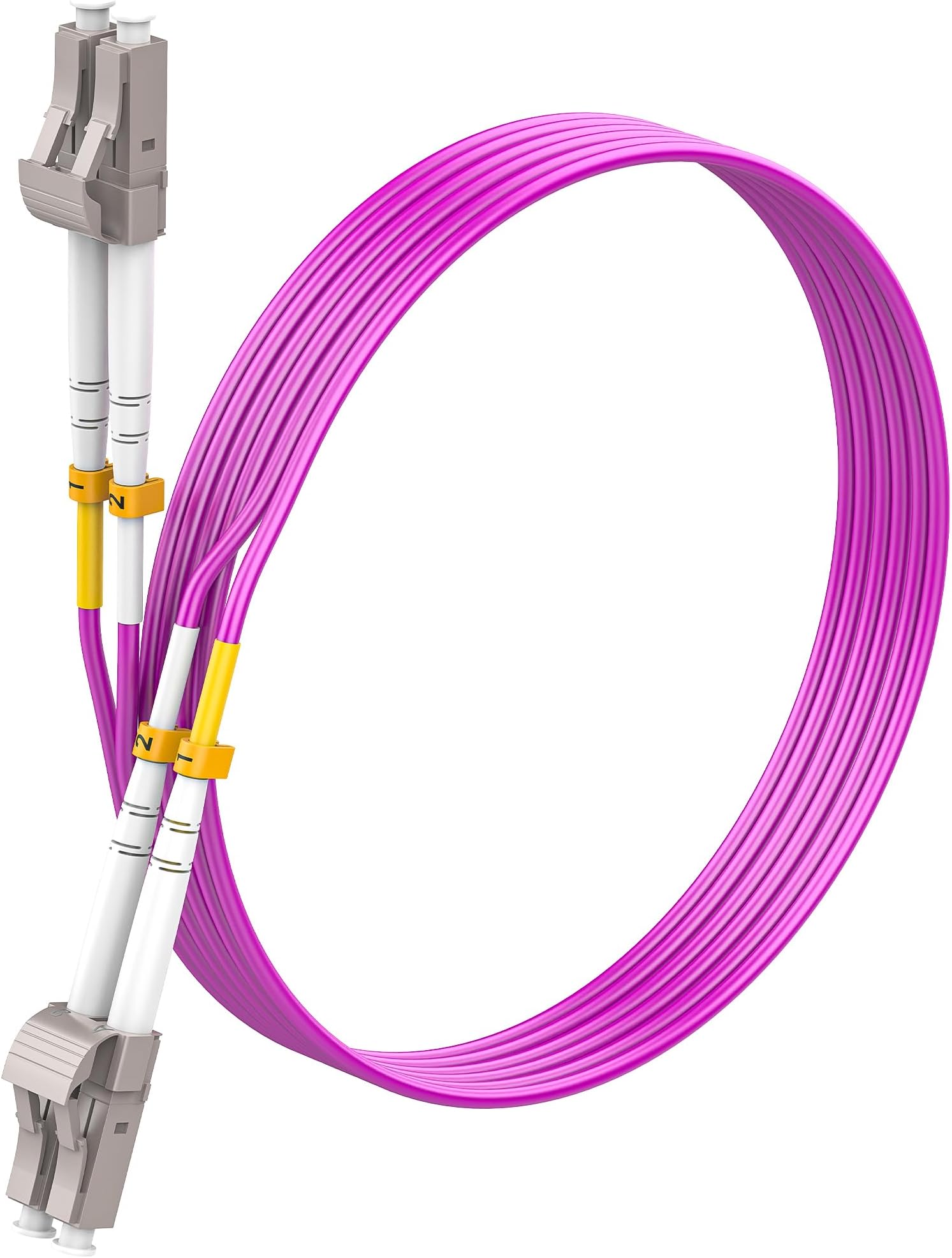 OM4 LC to LC Fiber Patch Cable 0.5m 6-Pack, 40Gb/100Gb 50/125um Multimode Duplex Fiber Optic Patch Cord LSZH(Magenta) - 0.5M 6Pack