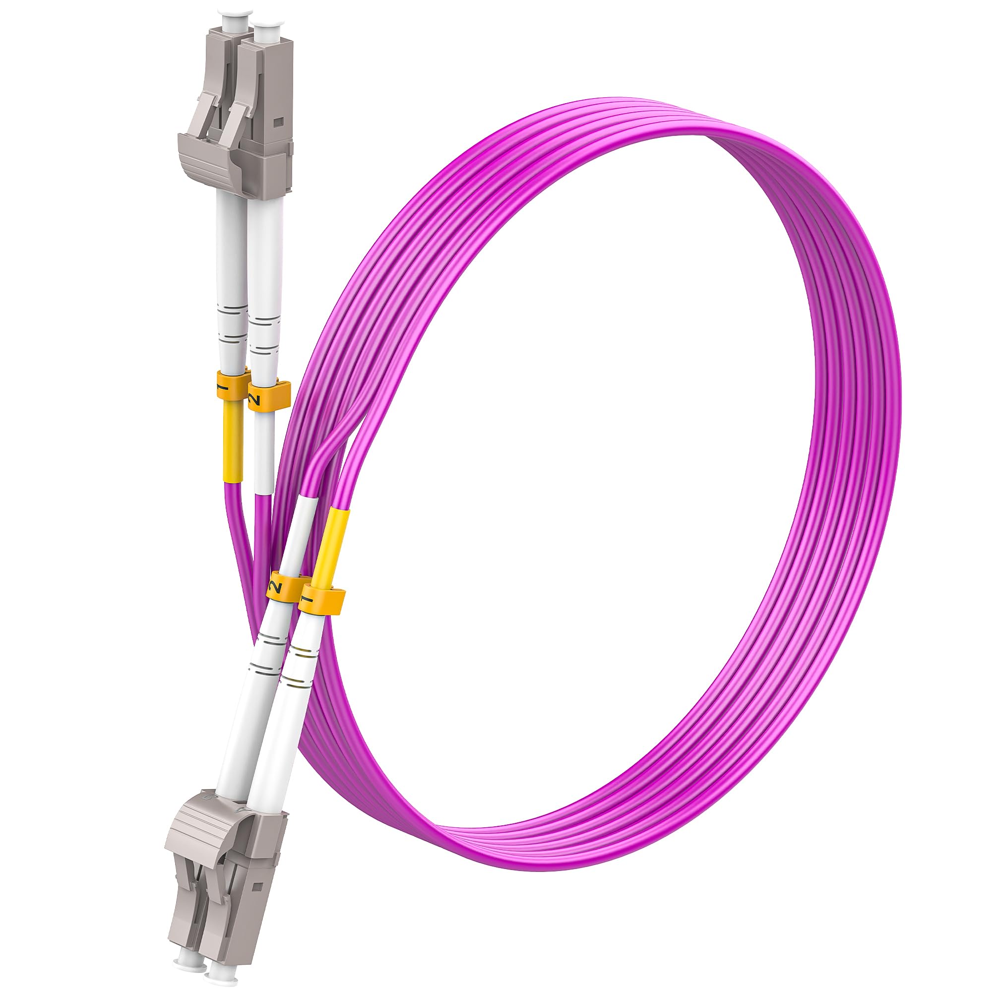 OM4 LC to LC Fiber Patch Cable 0.5m 6-Pack, 40Gb/100Gb 50/125um Multimode Duplex Fiber Optic Patch Cord LSZH(Magenta) - 0.5M 6Pack