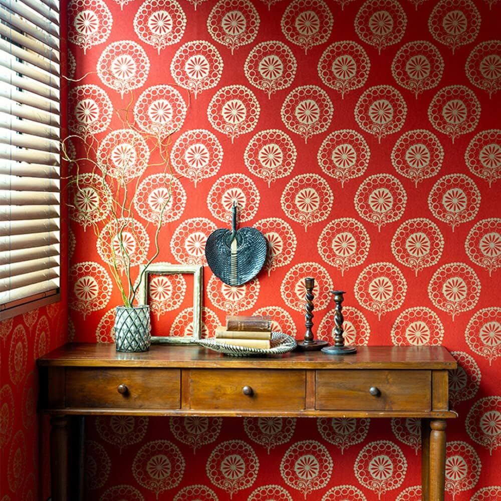 【美品】フランスアンティーク CM手刺繍 ダマスク 花柄赤ラインクロス 3083 Amazon | 壁紙屋本舗 壁紙 はがせる 輸入 クロス ダマスク柄 赤