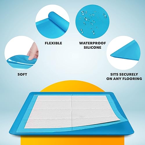 Miniatura 5 de Skywin Bandeja para almohadillas de entrenamiento para cachorros de 24 x 24 pulgadas, soporte de silicona para almohadilla de malezas, soporte para