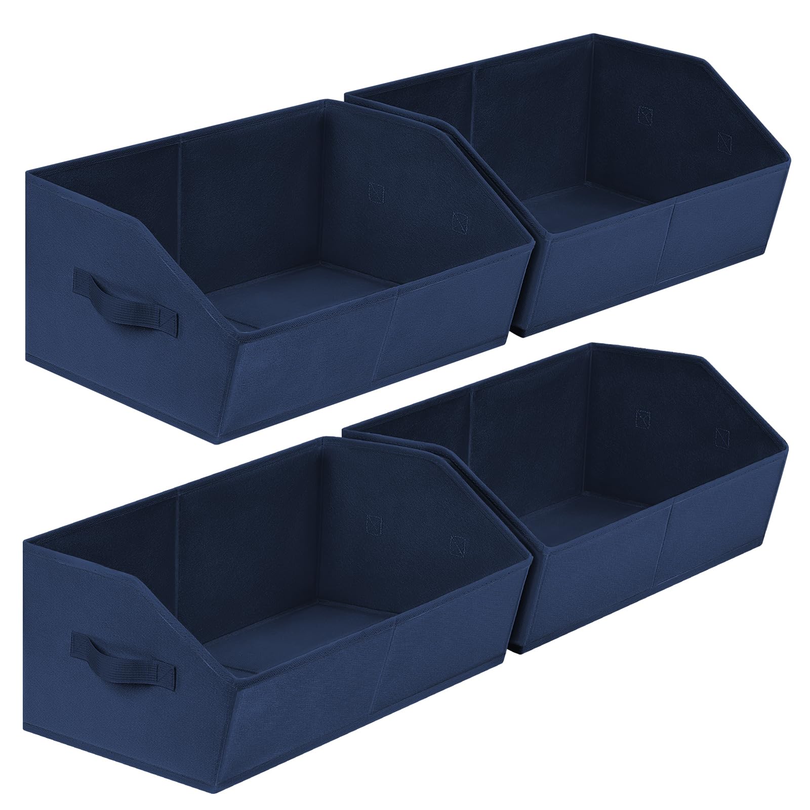 Homsorout Closet Baskets for Shelves Trapezoid - Decorative Storage Baskets with Handle, Closet Bins for Organization, Shelf Storage Bins for Clothes, Books, Home, Office, 4 Pack, Navy Blue