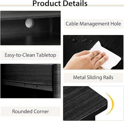 Miniatura 8 de Escritorio para computadora con cajones y gabinete, escritorio de madera para oficina en casa con estantes de almacenamiento, estación de trabajo de