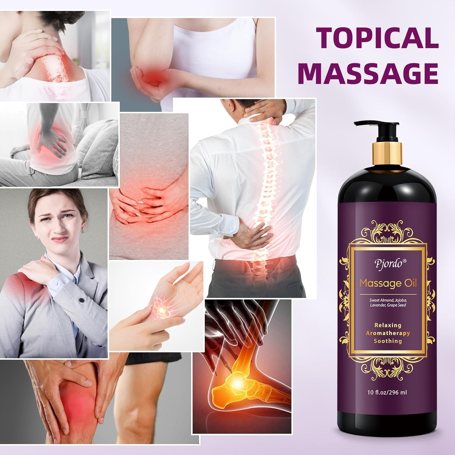 Aromatherapy Lavender Massage Oil, Massage Oil for Massage Therapy, Calming, Soothing, Relaxing, Spa Gifts for Him Her, 10 Fl Oz, Valentines Day Gifts for Women Men - Image 5