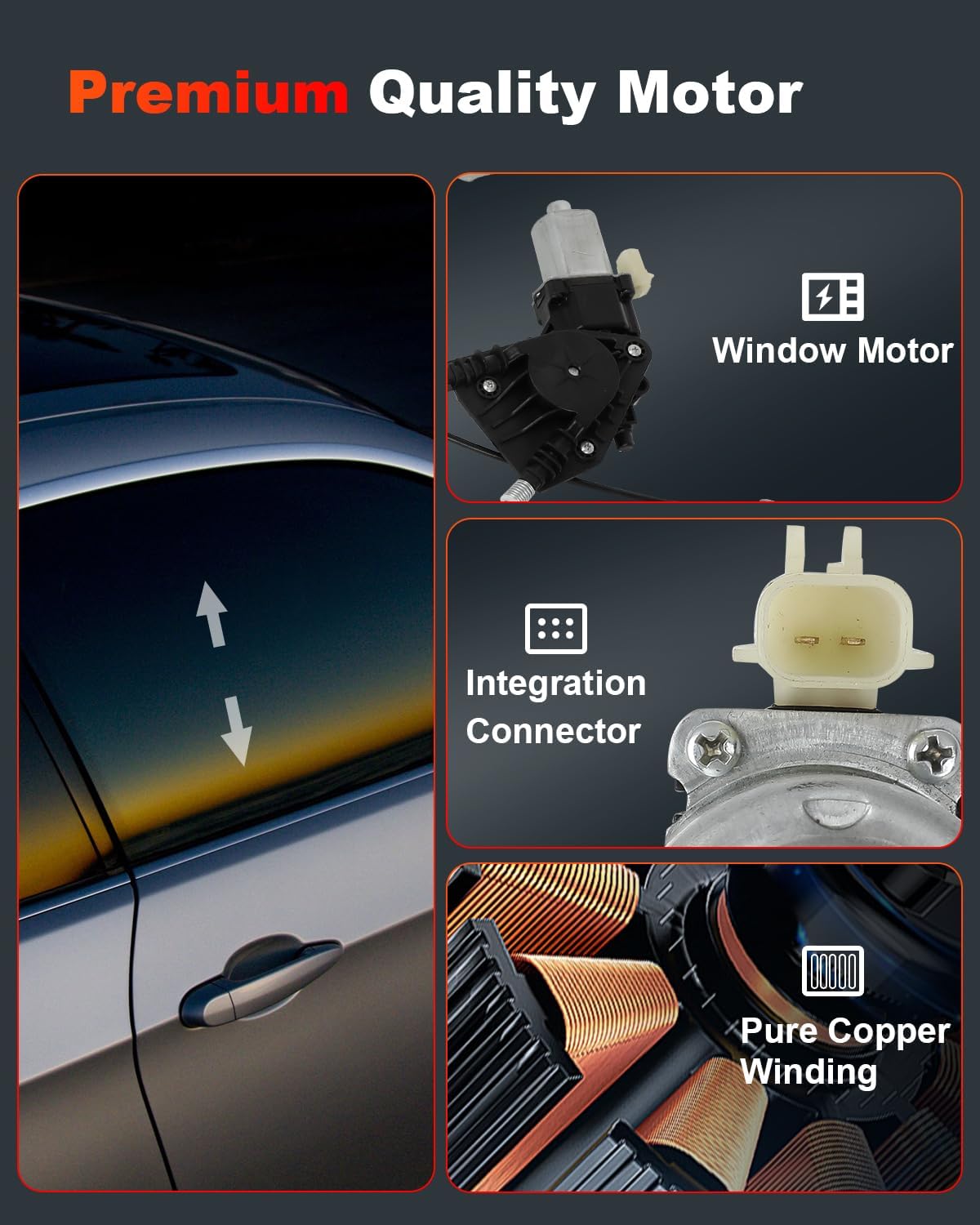 cciyu Whit Motor Power Window Regulator fit for Dodge Caliber 2007-2012 Front Right Passenger Side,OE 748-541