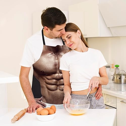 Miniatura 2 de Funny Creative Chef Apron with 3D Muscle Man Adjustable Sexy Kitchen Apron Waterproof Aprons BBQ Party Xmas Gift