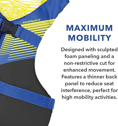 Miniatura 6 de Stohlquist - Chaleco salvavidas PFD para adultos paquete de 4 aprobado por la Guardia Costera tamaño ajustable unisex ligero de alta movilidad sin