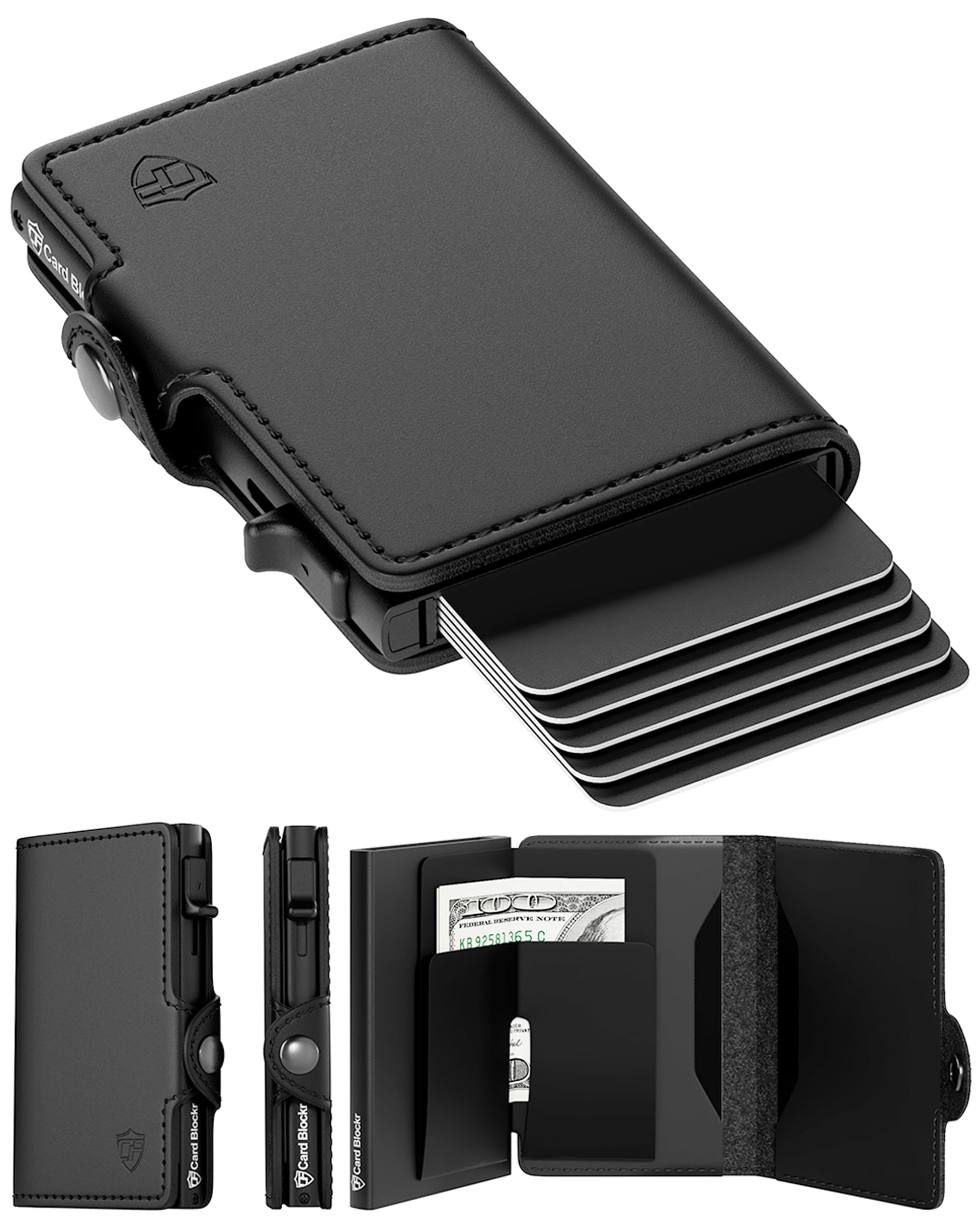 Conceal PlusMens Wallet Card Holder, Smart Pop Up RFID Blocking Wallet, Slim Minimalist Leather Front Pocket Card Case, 6-10 Card Capacity Plus Cash Slot & ID