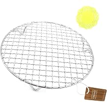 Wire Baking Rack for Airfryer/Oven/Sheet Pan with Legs Dia 9.8" Multi-Purpose Round Cooling Cooking Rack Stainless Steel Barbecue Rack/Carbon Baking Net/Grill/Pan Grate 250mm/9.8"