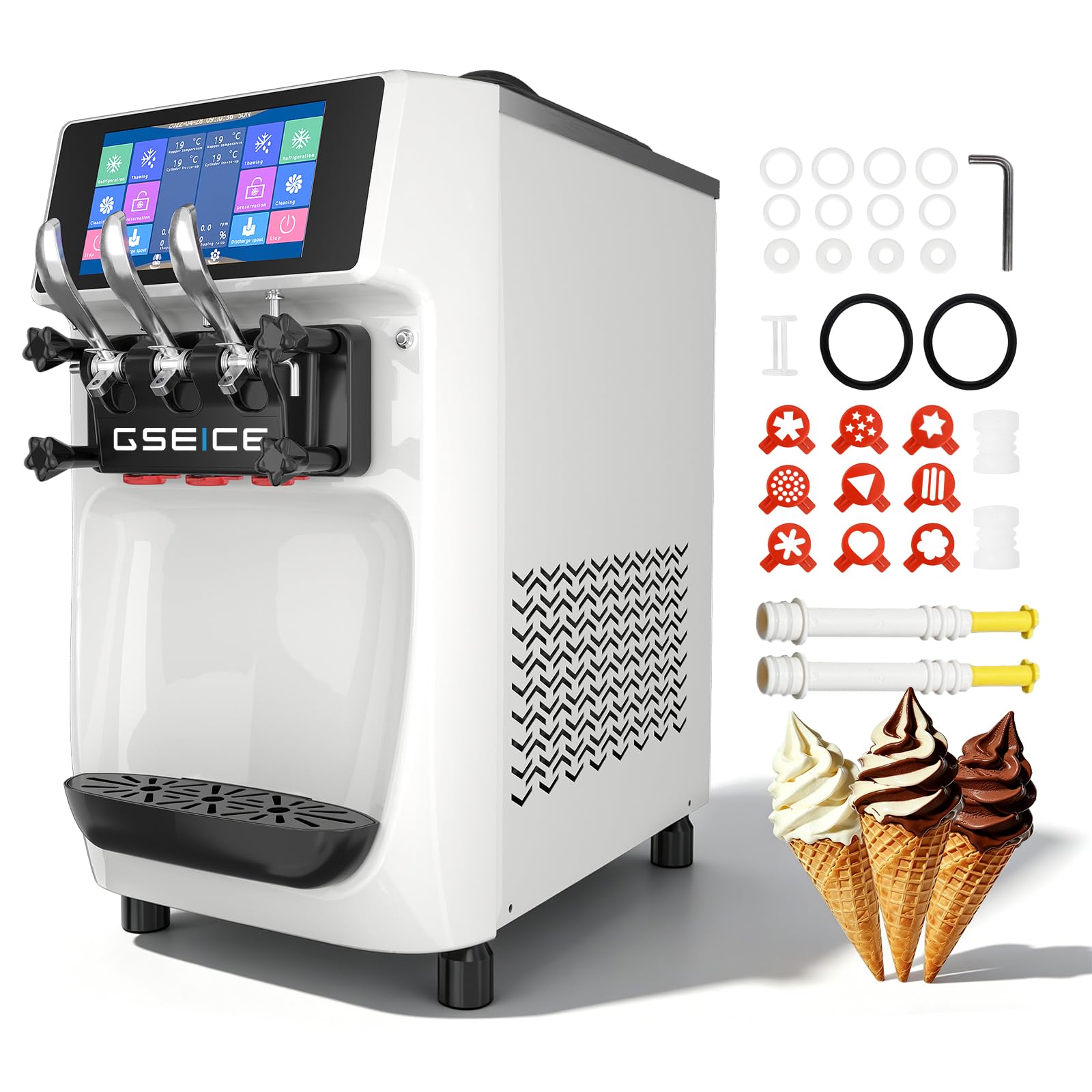 ICE CREAM MAKER SiSi ホワイト Amazon.com: GSEICE Commercial Ice Cream Maker Machine, 10 Inch LCD