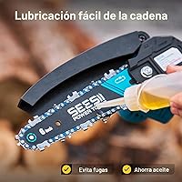 Vista 6 de Seesii Mini motosierra, mini motosierra de 6 pulgadas, inalámbrica, de mano, con 2 baterías, para cortar árboles, cortar madera, el mejor regalo