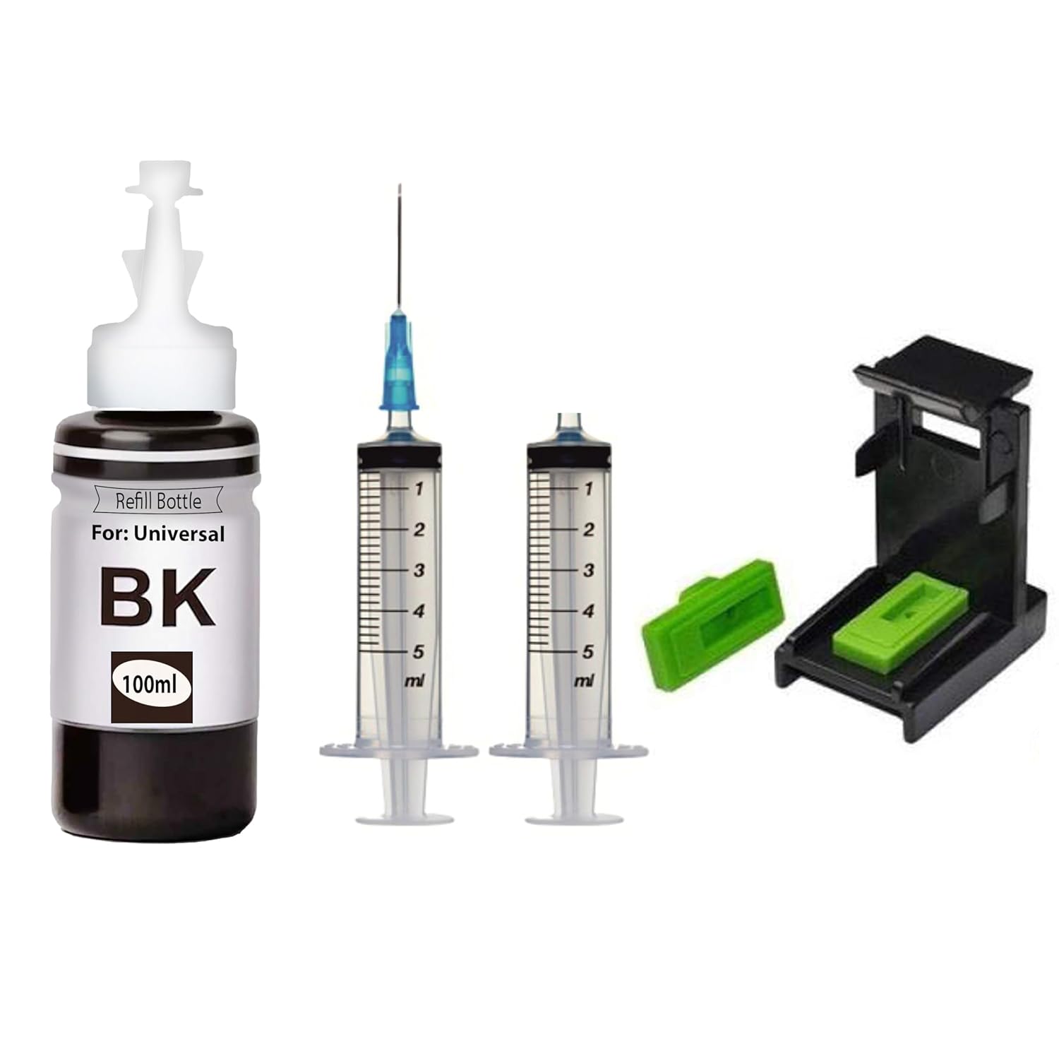 VERENA Refill Ink Kit Compatible for Canon Pixma E410, E417, E460, E470, E477, E480, E3170, E3177, E4270 All-in-One Printers 100ml Each Bottle (1Black+1Syringe& Suction Tool)