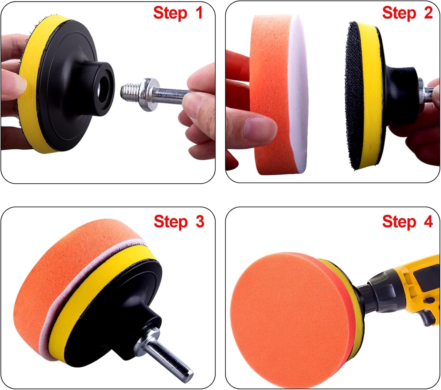 SIQUK 26 Pieces Car Polisher Buffing Pads 6 Inch Car Polishing Pad Kit Foam Polish Pads Wax Bonnets Polisher Buffer Attachment for Drill